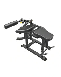 Pro series plate loaded prone leg curl machine in black metal with padded seating and adjustable resistance for home workouts