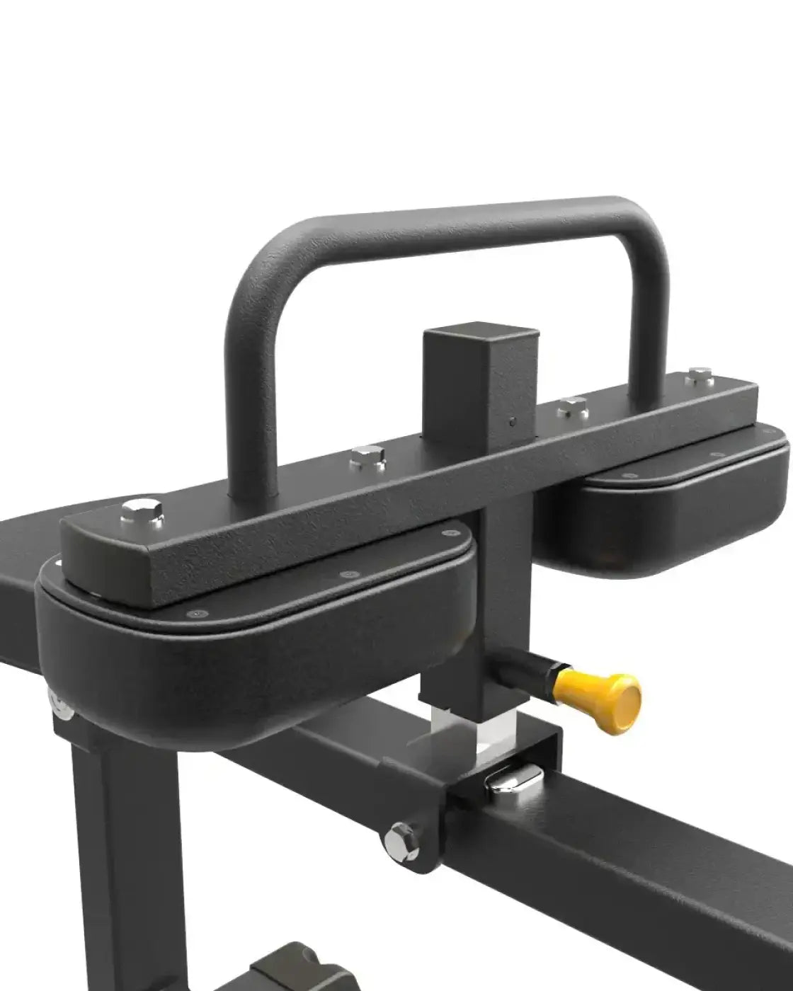 Black metal adjustable weight bench with yellow handle knob for pro series plate loaded seated calf raise uk delivery