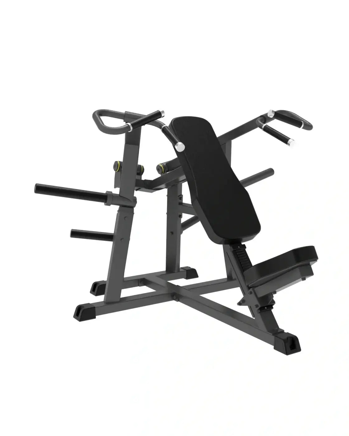 Black metal pro series plate loaded seated shoulder press machine with adjustable backrest and footplate for home workouts