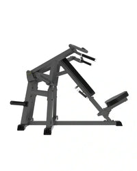 Black metal pro series plate loaded incline bench press machine with adjustable weight stack and padded seat for home workout