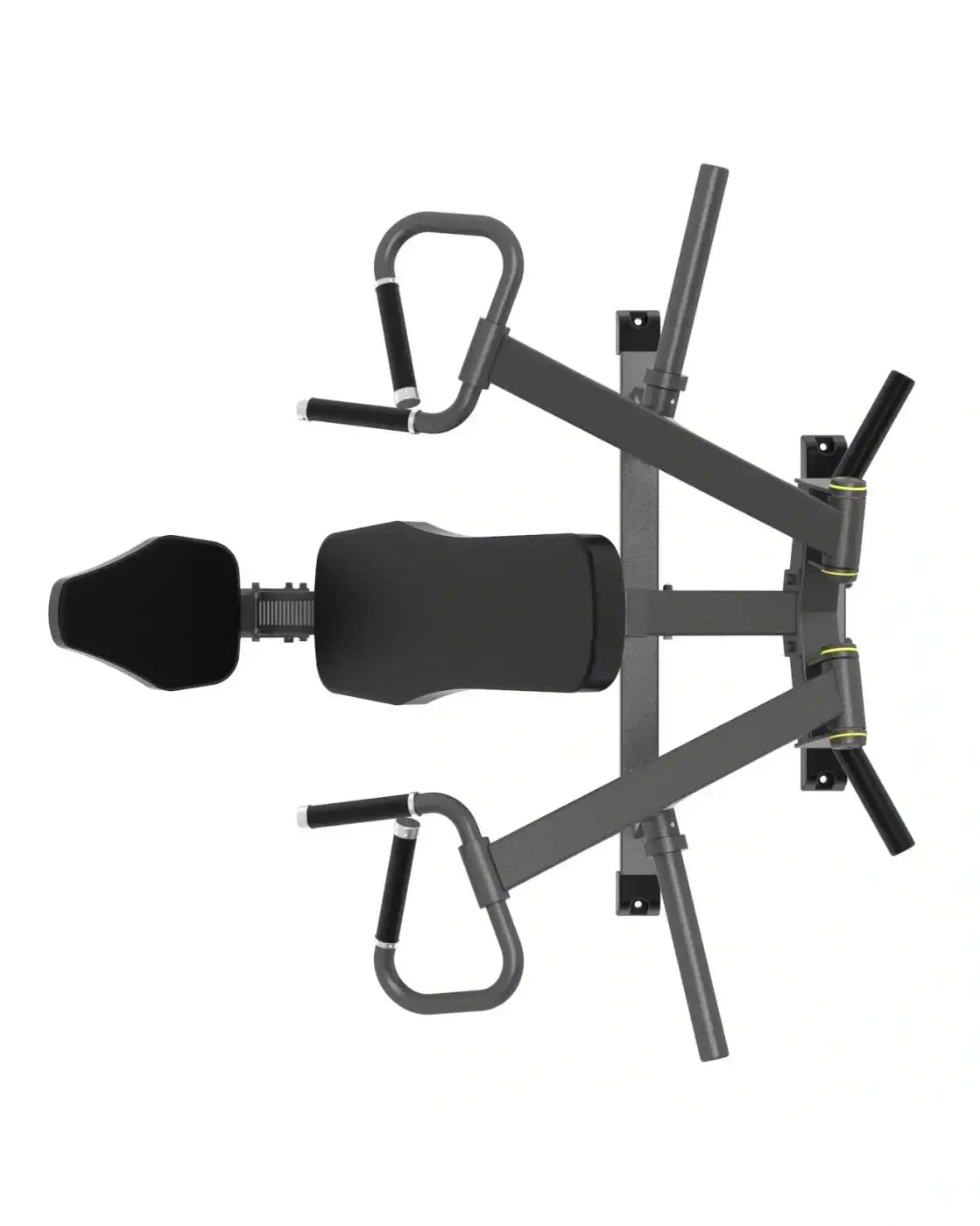 Pro Series plate loaded seated shoulder press with black padded seat and backrest on gray metal frame for home workout