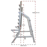 Silver metal pro series premium squat rack with multiple barbell notches and adjustable height settings for home fitness