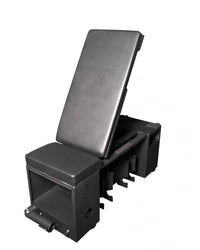 Black adjustable pro series studio HIIT weight bench with padded seat and backrest and sturdy metal frame UK delivery