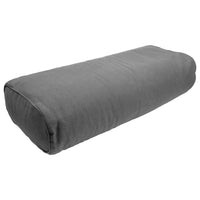 A dark gray cylindrical bolster pillow with a textured fabric cover, shown on a plain white background.