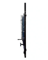 Black metal wall-mounted weight rack with adjustable barbell holders and blue padded safety pad for Rhino Compact half rack