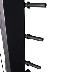 Black metal weight plate holders mounted vertically on gym rack for rhino pro strength machine uk delivery