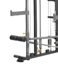 Rhino Strength machine UK delivery black and silver metal cable machine with adjustable weight plates for strength training