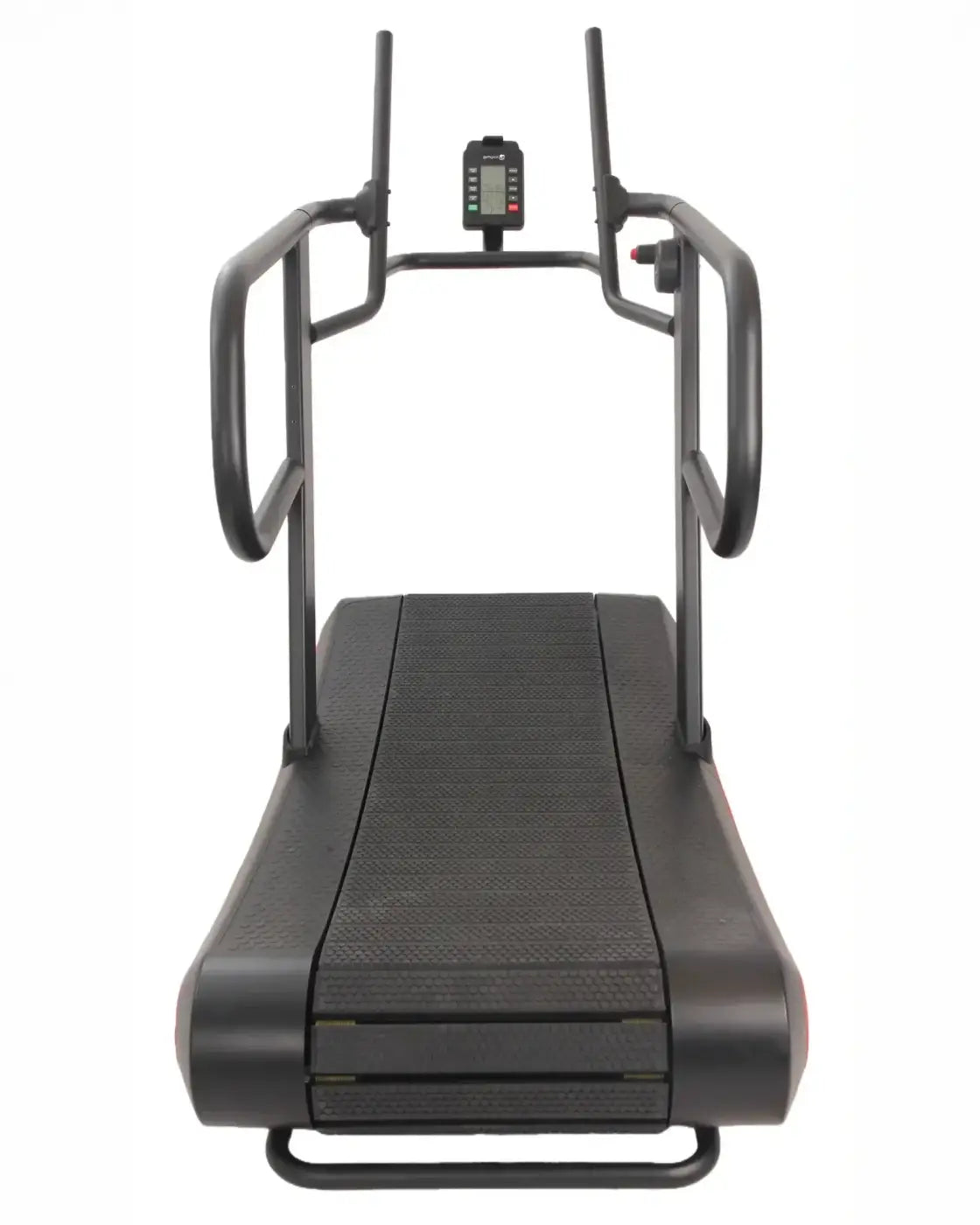 Run Max 2.0 black treadmill with digital display and sturdy metal handrails for UK delivery