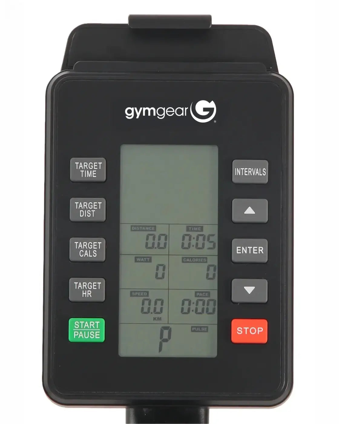 Black gymgear exercise monitor run max 2.0 with digital display and multiple buttons for workout metrics uk delivery