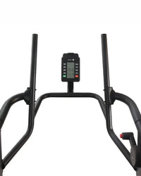 Black metal frame with digital display and control panel of run max 2.0 treadmill uk delivery model