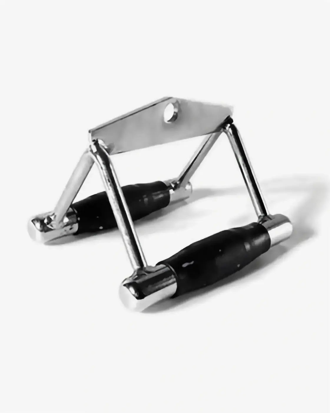 Stainless steel and black rubber handled seated row chinning bar cable machine handle with triangular frame design for uk delivery