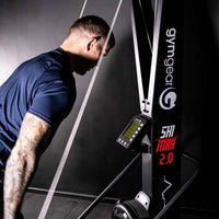 Black and silver gymgear Ski Max 2.0 rowing machine with digital display for home workout by DEKA shown from the back side