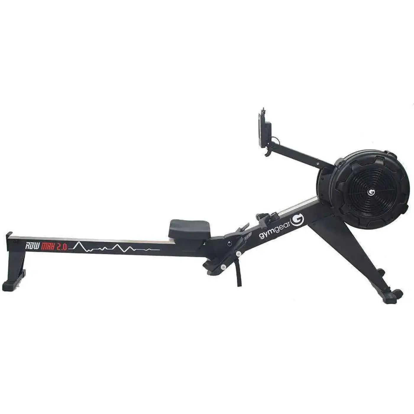 Black gymgear row max 2.0 rowing machine with sleek modern design and front flywheel in ski row bike max 2.0 package deal