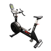 Black and silver omega bike max 2.0 stationary exercise bike with digital display and flywheel for indoor cycling workouts