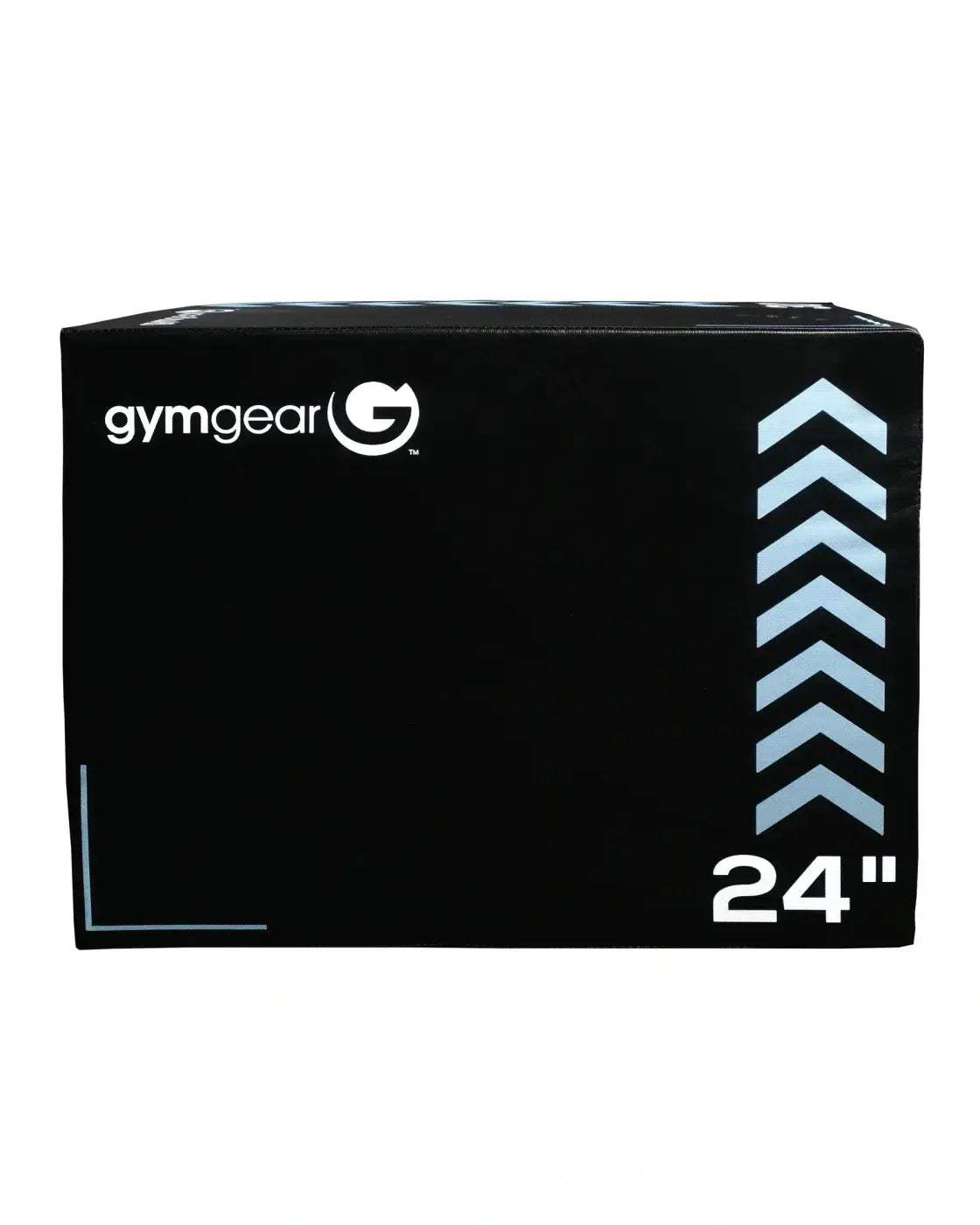 Soft 3 in 1 plyometric box by Black gymgear 24-inch black padded plyo box with light blue chevron accents for home workout