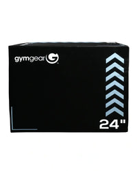 Soft 3 in 1 plyometric box by Black gymgear 24-inch black padded plyo box with light blue chevron accents for home workout