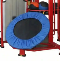 Spartan Studio Rig home fitness trampoline with blue and black padded elasticated frame for indoor exercise