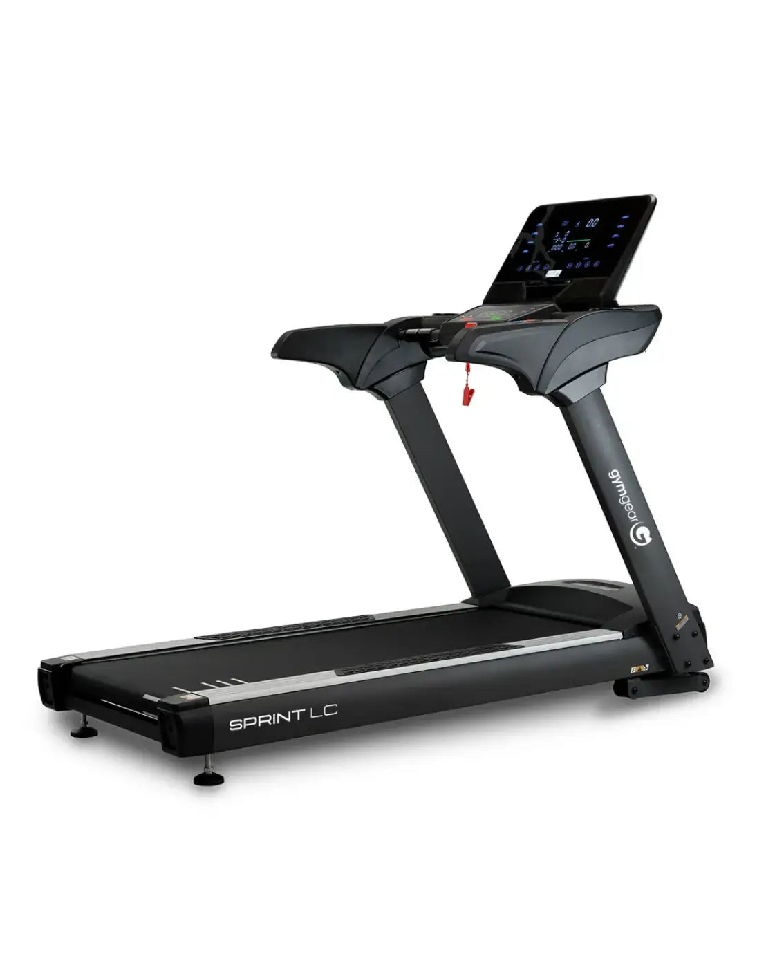 Black gymax sprint LC light commercial treadmill with 3.5 HP motor digital display and zwift compatibility