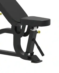 Sterling Series adjustable weight bench in black with yellow adjustment knobs suitable for UK delivery