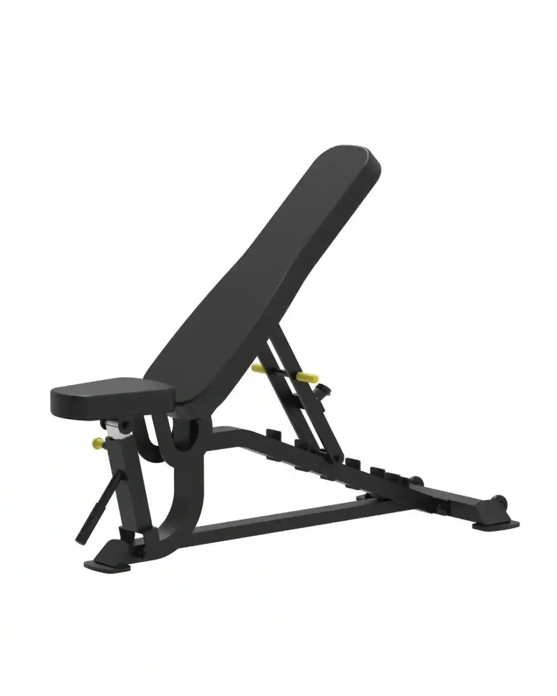 Sterling Series adjustable weight bench in black with yellow adjustment knobs and padded seat and backrest for UK delivery