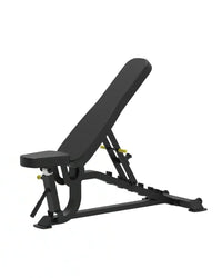 Sterling Series adjustable weight bench in black with yellow adjustment knobs and padded seat and backrest for UK delivery