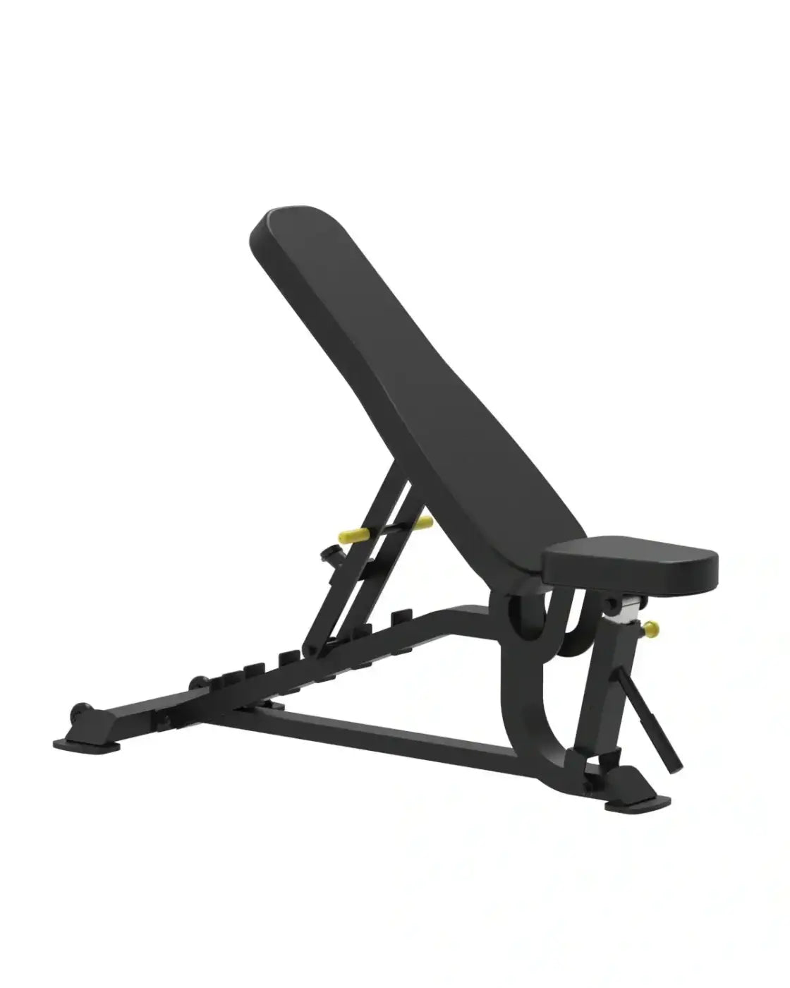 Sterling Series black adjustable weight bench with yellow adjustment knobs and padded seat and backrest uk delivery