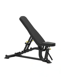 Sterling Series black adjustable weight bench with yellow adjustment knobs and padded seat and backrest uk delivery