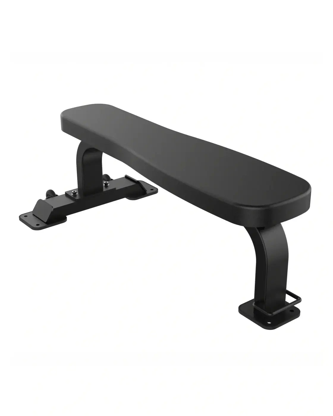 Sterling Series flat bench with black padded seat, sturdy metal frame, and adjustable footplate for home fitness