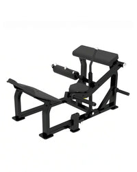 Black metal sterling series hip thrust glute builder machine with padded seat and backrest in compact design