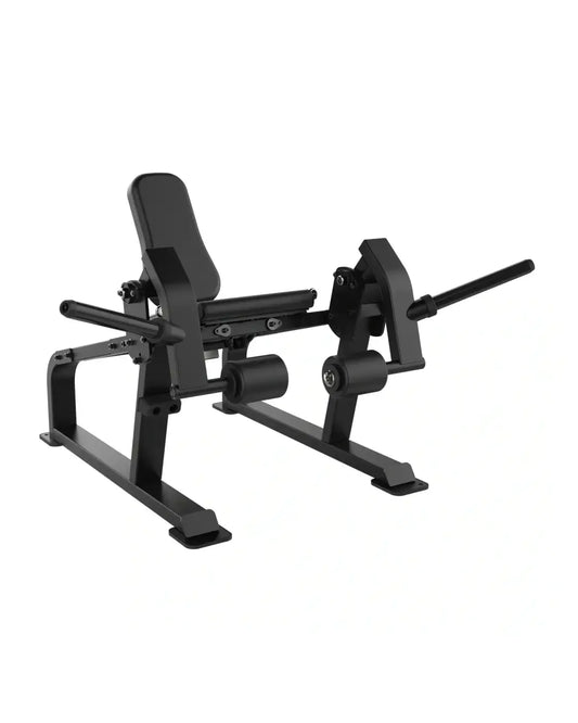 Black metal sterling series leg press machine with adjustable backrest and padded seat for home workout use