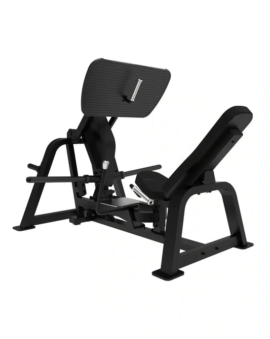 Sterling series black metal leg press machine with padded seat and backrest for home use