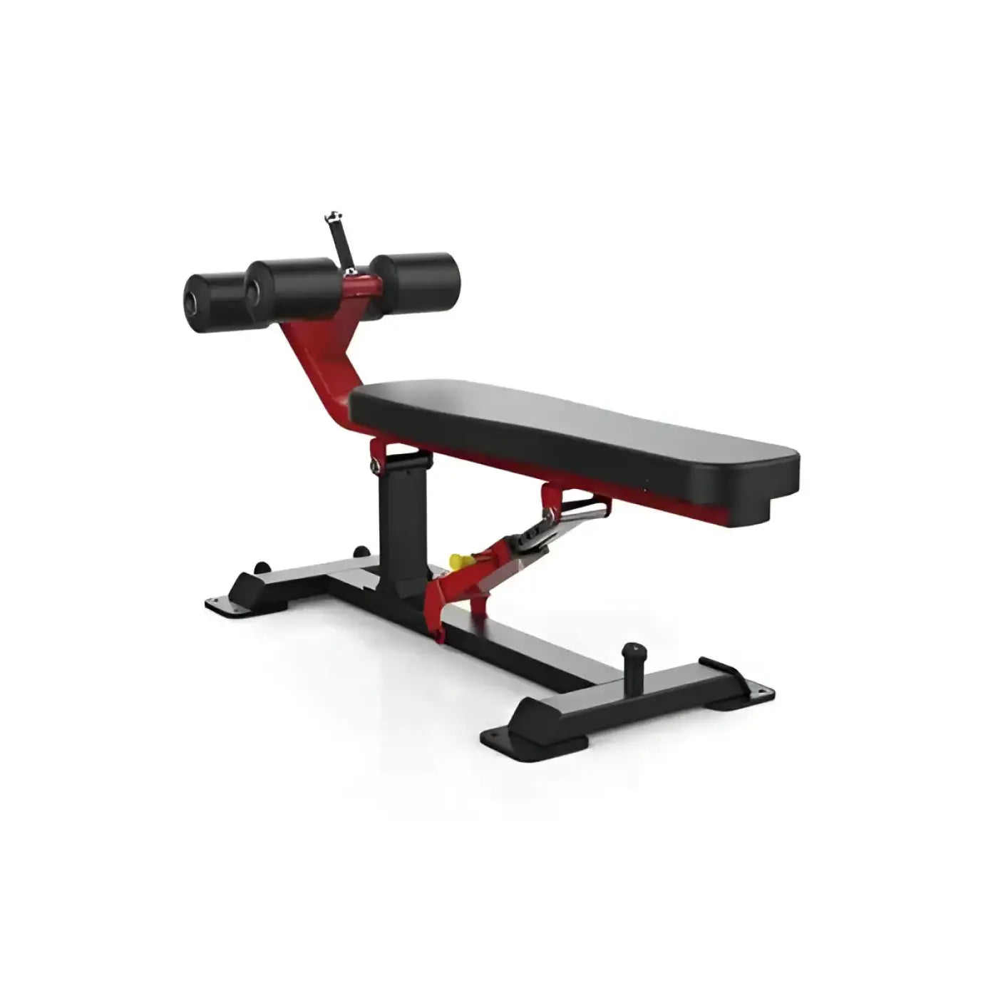 Sterling Series multi abdominal bench in red and black with padded seat, adjustable backrest, and built-in handle for exercises