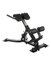 Black adjustable Sterling Series back extension machine with padded headrest and leg supports for multi hyper extension