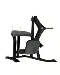 Black metal sterling series rear kick glute bridge machine with padded seat and foot platform for home training
