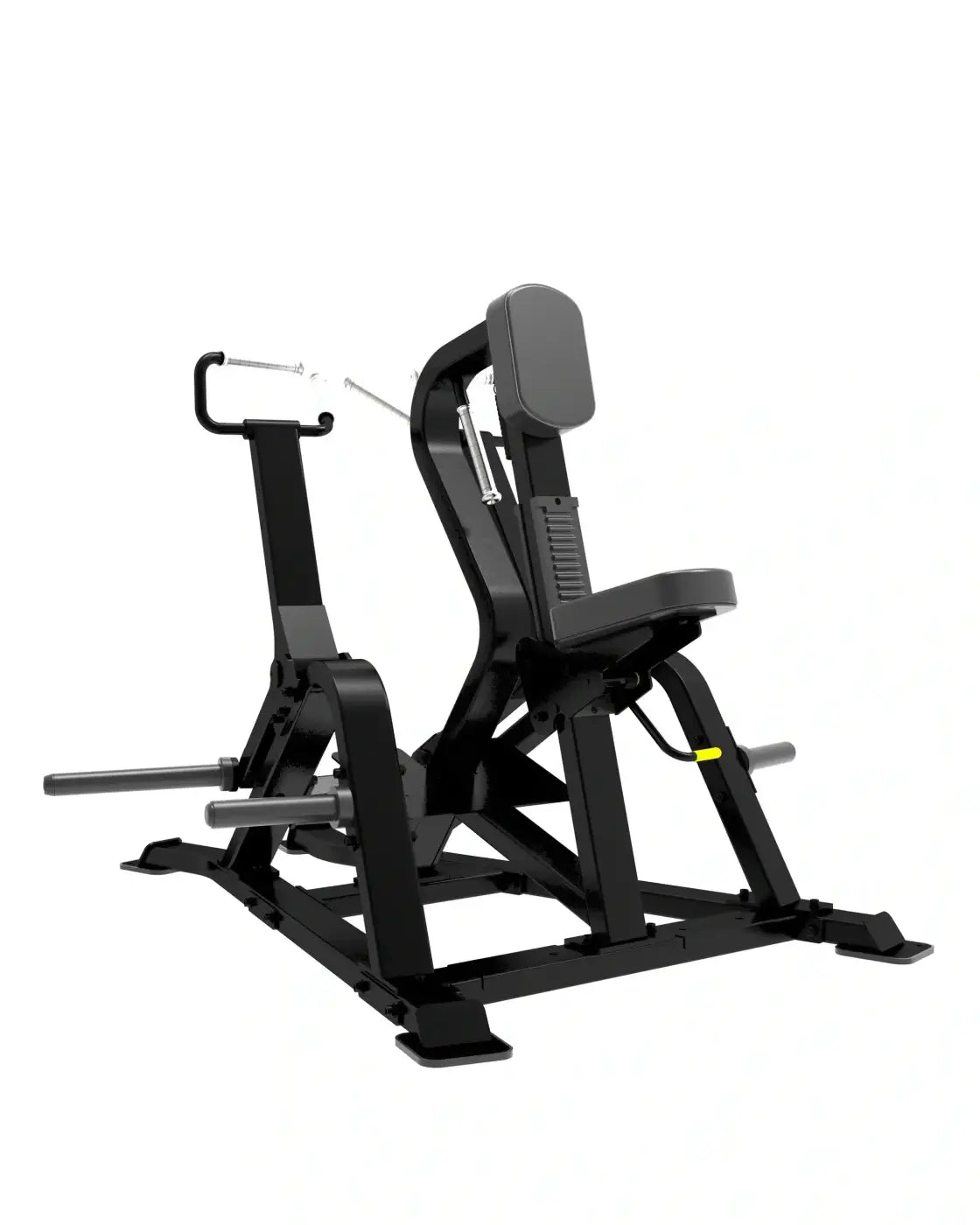 Black metal sterling series back and chest press machine with padded seat and headrest for home training