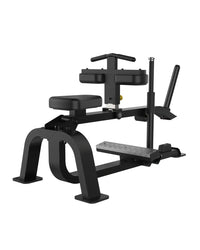 Black metal glute bridge machine with padded seat and foot platform from sterling series for uk delivery