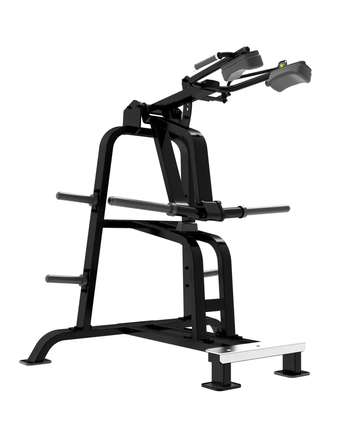 Black metal sterling series standing calf machine with adjustable padded handles and sturdy base for home workout