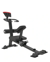 Sterling Series Stretch Trainer home fitness machine with black metal frame red control panel padded seat and resistance bands