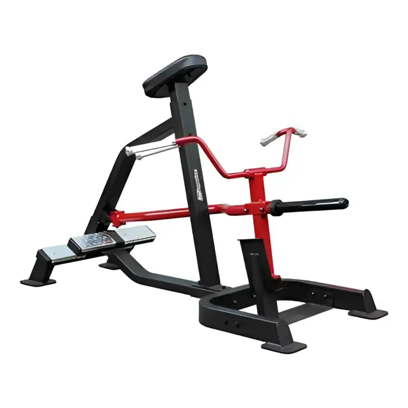 Sterling series T-Bar row home workout machine in red and black with padded seat handlebars and foot platform