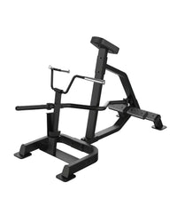 Black metal Sterling Series t-bar row lat pulldown machine with adjustable height and textured footplate for home workout
