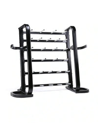 Studio barbell rack black metal dumbbell rack with multiple horizontal bars holds 30 sets for home workout