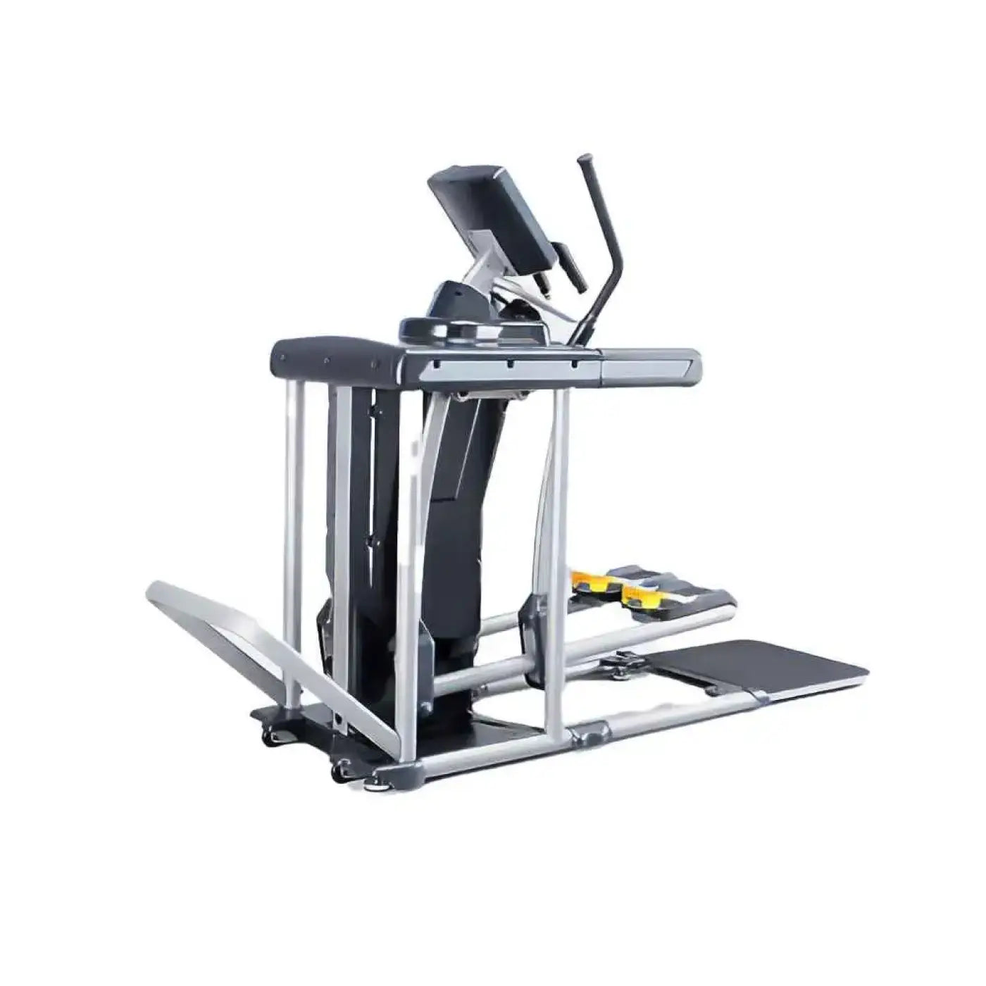 Silver and black elliptical trainer with digital display screen built for home use Vari Stride model