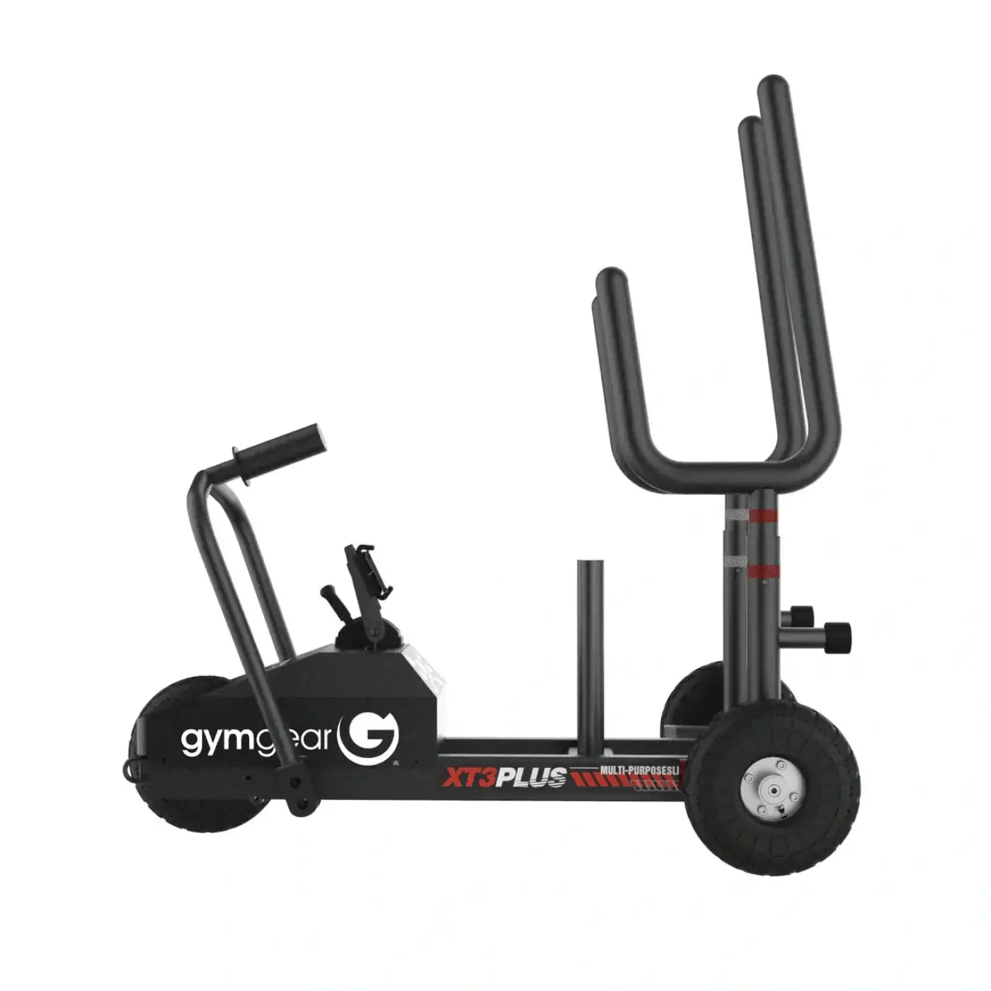 Black gymgear xt3 plus sled v2 multi-purpose wheeled training cart with sturdy metal frame and dual wheels for home use