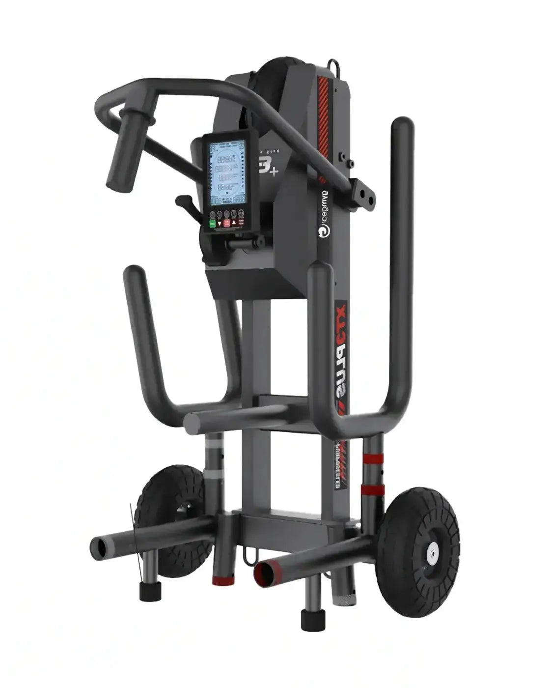 Xt4 power sled home fitness commercial-grade resistance training machine in black and red with digital display