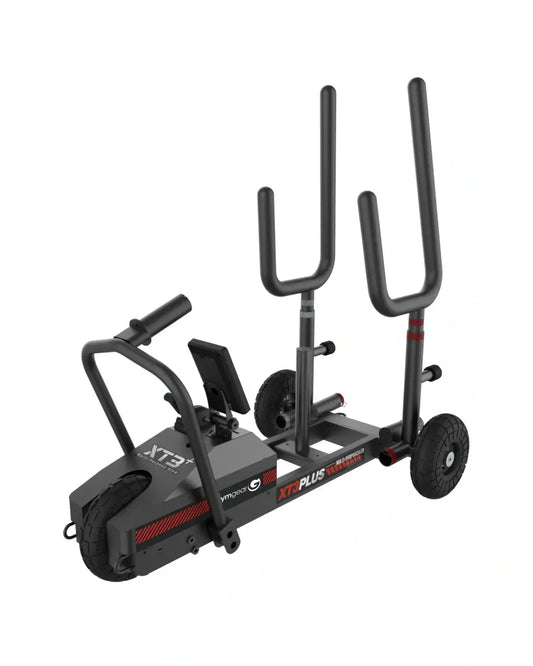 Black and red xt3 plus elliptical trainer with adjustable handlebars and wheels for mobility in home fitness use