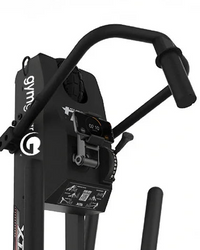 A black G-Force 11X professional-grade wheelchair push-up/assisted sit-up machine with a wheeled base, shown on a solid white background.