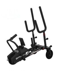 Black exercise bike with 'Gym Car' branding on a white background