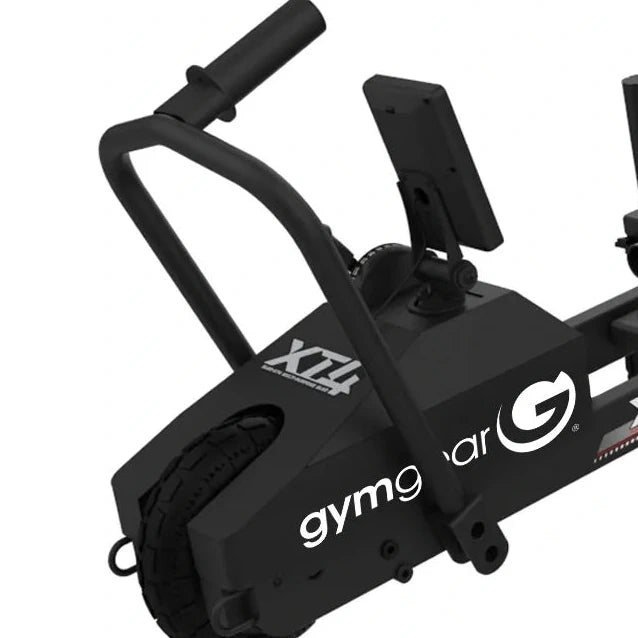 Black XT4 Power Sled with weight horn and adjustable handles for home fitness push-pull training, side view