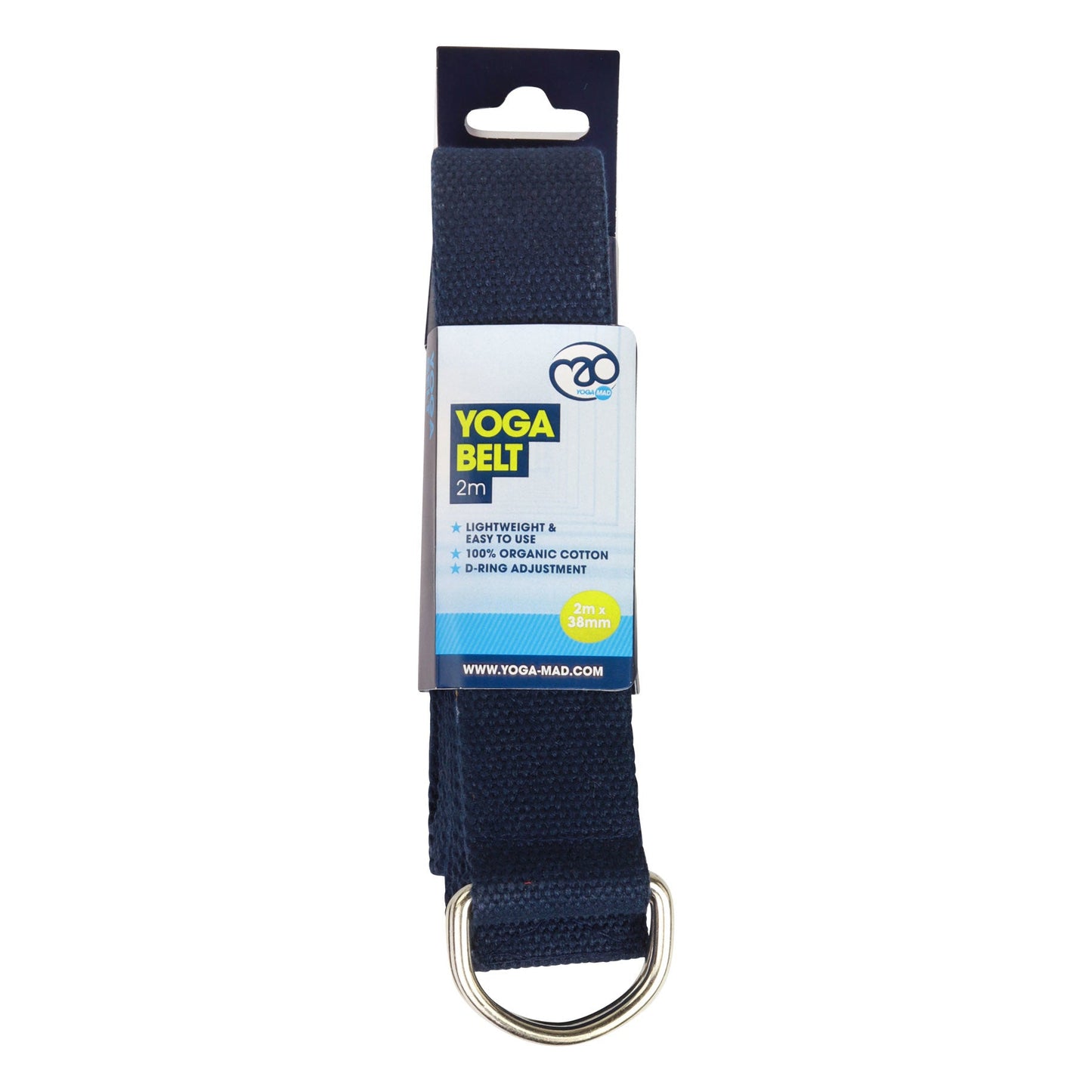Yoga Mad - Organic Cotton D-Ring Yoga Belt - 2m - Studio Accessories