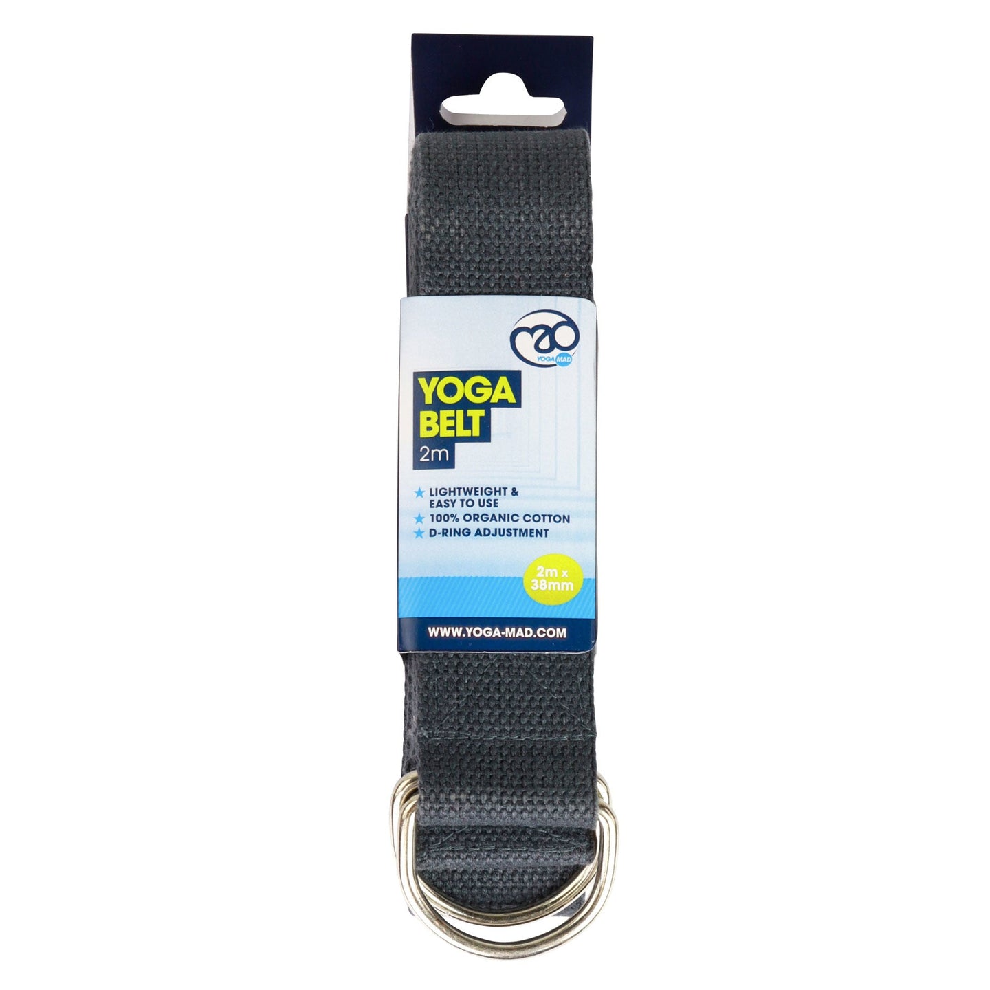 Yoga Mad - Organic Cotton D-Ring Yoga Belt - 2m - Studio Accessories